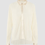 Pleated Two-Piece Set Long Sleeve Loose Fit Button Down Shirts Blouses Tops Wide Leg Pants Sets