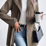Style Collection Plaid Collared Neck Long Sleeve Jacket