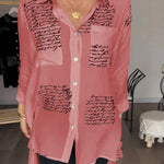 Letter Print Fashion Lapel Shirt