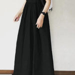 Original Solid Color Pleats Suspender Dress