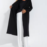 Nadorine Women's Black Stretch Knit Frock Cardigans Coat