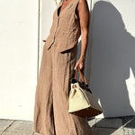 Nadorine Casual Two-piece Slim Fit Sleeveless Vest Wide Leg Pants Set