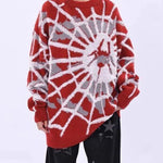 Oversized Spider Printed Knit Sweaters Casual Loose Round Neck Unisex Sweater
