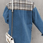 Plaid Patchwork Jackets Lapel Collar Spliced Button Down Pockets Overcoats