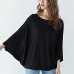 Vintage Loose Round-Neck Batwing Sleeves Shirts