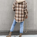 Plaid Shirt Jacket Loose Casual Turn-Down Collar Single Breasted Coat
