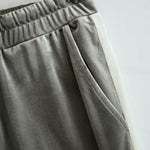 V-neck Hooded Sleeveless Top And Pants Velvet Set
