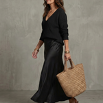 Luciana™ | Bias Fall Satin Skirt Knit Layer Set