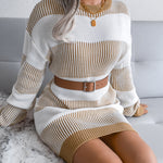 Striped Drop-Sleeve Sweater Dress