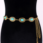 Margovil Turquoise Decorative Adjustable Metal Chain Belt