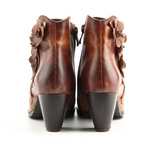 Juliette - Retro Handmade Floral Leather Solid Color Ankle Boots
