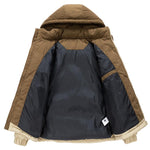 KZZ Winter Hooded Casual Fleece-Lined Men's Coat with Removable Hood