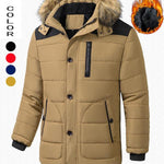 KZZ Men's Contrast Faux Fur Trim Hooded Jacket