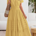 Chloe Evans | Tiered Flutter-Sleeve Maxi Dress For Women