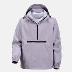 KZZ Men's Solid Color Half Zip Pocket Hooded Jacket