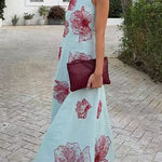 Crewneck Sleeveless Floral Print Maxi Dress