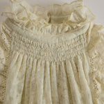 Vacation Retro Beige Lace Sleeveless Ruffled Mini Dress