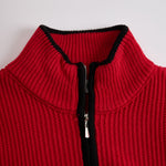 Retro Sports Style Contrast Color Knit Top And Pants Set