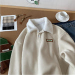 KZZ Corduroy Polo collar sweater couple autumn and winter style plus