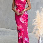 Off the Shoulder Floral Print Bodycon Maxi Dress