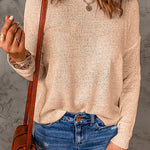 Margovil Drop Shoulder Long Sleeves Solid Knitting Sweater