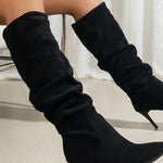 Margovil Faux Suede Pointed Toe Stiletto Heel High Boots