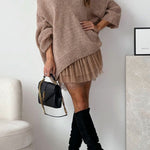 Margovil V Neck Drop Shoulder Slouchy Pullover Sweater
