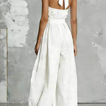 Halter Neck High Waist Pocketed Wide Leg Jumpsuit