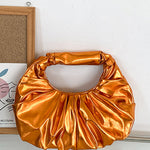 Margovil Metallic Ruched Faux Leather Funky Handbag