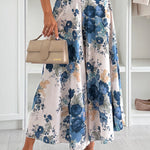 High Waist Floral Print Wide Leg Cropped Pants