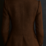 Retro Chic Dark Brown with Contrast Edge Trim Tailored Blazer