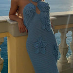 Margovil Halter Cut Out Floral Crochet Maxi Dress