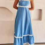 Margovil Spaghetti Strap Ric Rac Trim Swing Maxi Dress