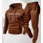 KZZ Men's  Letter Printed Hoodie and Drawstring Sweatpants Set