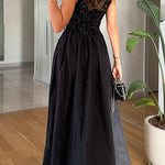 Margovil Crewneck Sleeveless Glitter Sequin Splice Maxi Dress