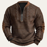 The Siena Men’s Casual Patterned Half Zip Sweater with Elbow Patches
