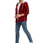 KZZ Plaid Patchwork Button Front Hooded Jacket