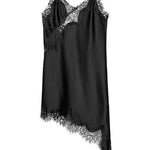 Margovil Spaghetti Strap Lace V Neck Irregular Hem Mini Dress