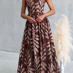 Spaghetti Strap High Waist Printed Swing Maxi Dress