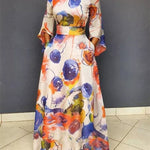 High Waisted Loose Contrast Color Pockets Round-Neck Maxi Dresses