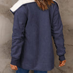 Fleece Long Sleeve Warm Teddy Coat Lapel Cardigan With Pocket