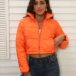 Short Puffer Jacket Stands Up Zipper Outerwear