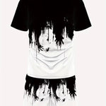 KZZ Men's Geometric Print Short-Sleeve T-Shirt and Athletic Shorts