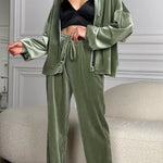 Velvet Zipper Hooded Pure Color Two -piece Suit