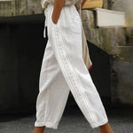 Hollow Out Lace Patch Pocket Design Beach Trousers Pants