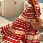 Simian style V-neck printed beach slip dress