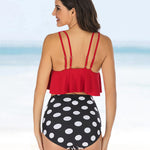 High Waisted Two Piece Beach Halter Print Bikini Bathing Swimsuits Tummy Controlled