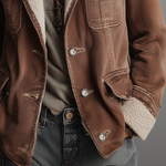 Retro Multi-pocket Faux Sherpa Lined Denim Coat