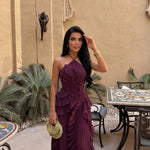 Grace Holloway | Pleated Ruffle Halter Maxi Dress For Women
