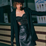 Lapel Collar Blazer Jacket with Belt
